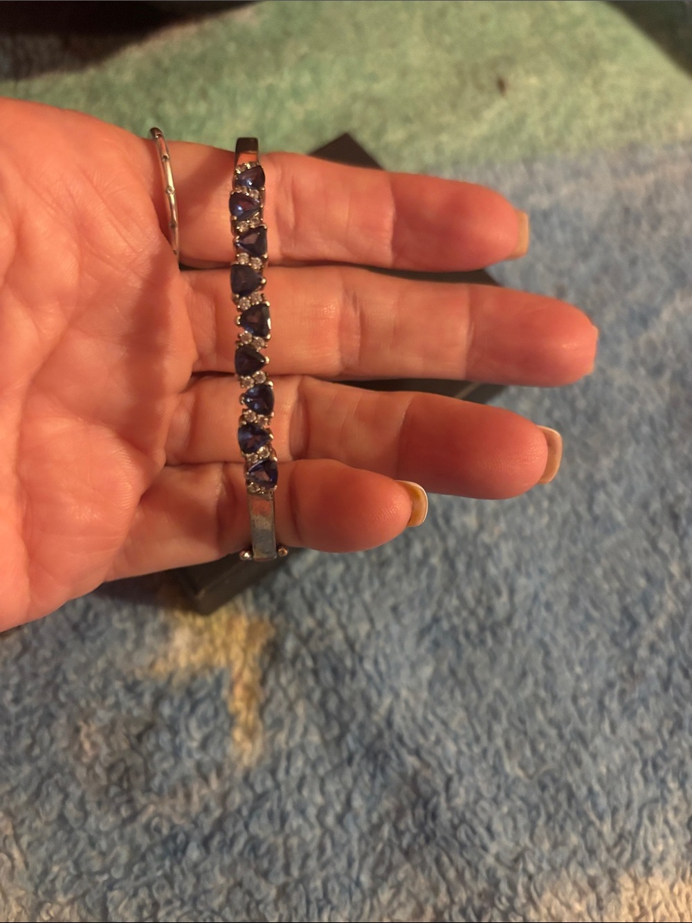 925 Silver Bracelet with Blue Tanzanite Stones - Women Jewelry